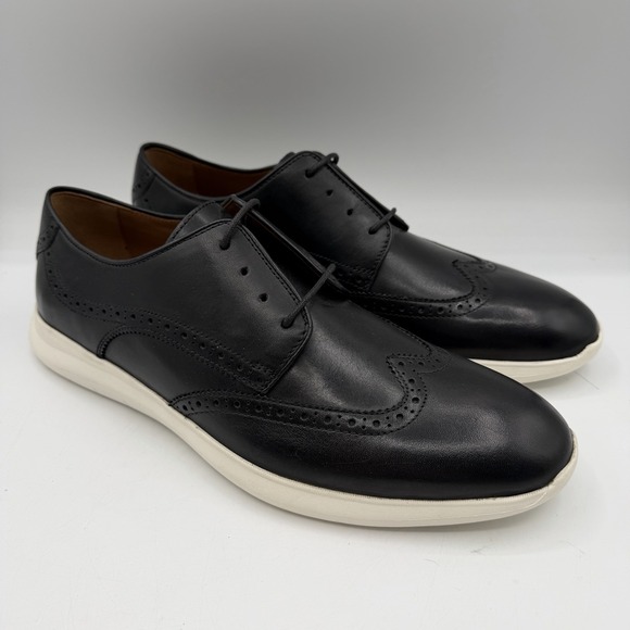 Johnston & Murphy Wingtip Shoes Mens 9.5 M Black Sheepskin Lightweight Trufoam